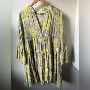 CHOKLATE PARIS Saint Tropez Floral Tiered Mini Dress Silk Blend Tropical L‎